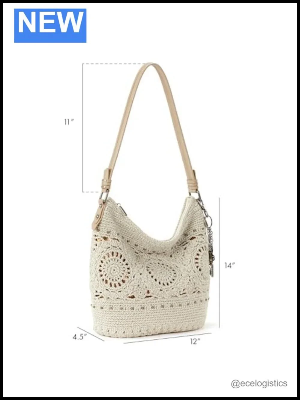 Hand Crochet Hobo Bag Women's Purse Large Tote with Zipper Pocket Travel